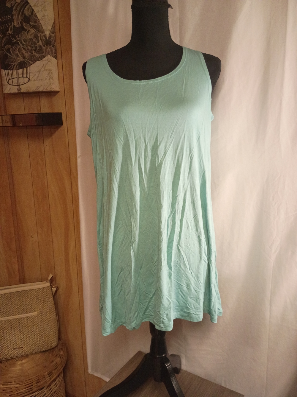 Women’s Scoop Neck Tank Dress - Light Aqua